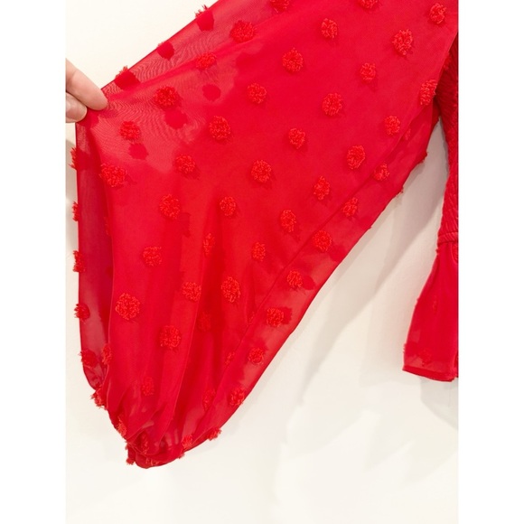 NWT SHE and SKY size S The Best Around Red Swiss Dot Blouse - Picture 6 of 9